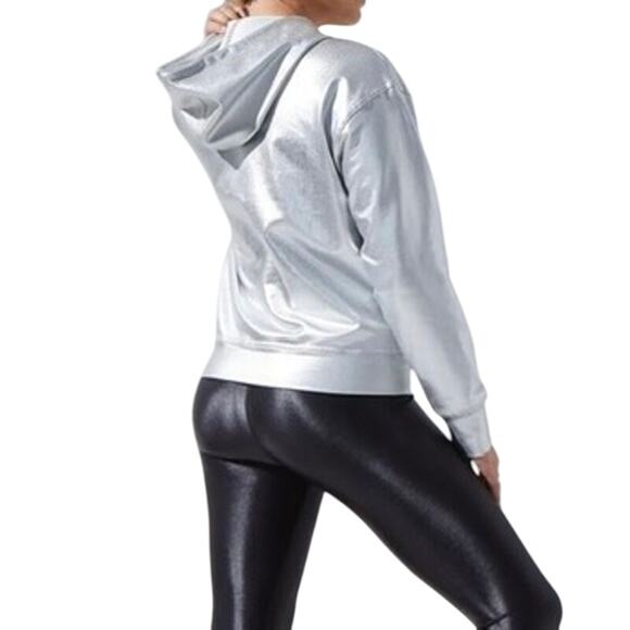 Noli Silver Metallic Chrome Pullover Hoodie Size Large *Flawed* - Picture 7 of 16
